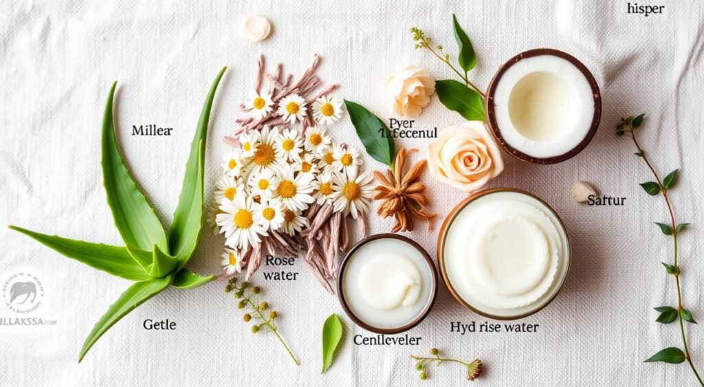 المكونات الطبيعية للبشرة الحساسة